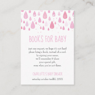 Baby pink raindrops Book Request Baby Shower Enclosure Card
