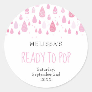 Baby pink raindrops Ready to Pop Classic Round Sticker