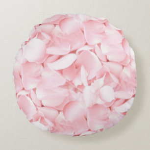 Baby Pink Rose Petals Round Cushion