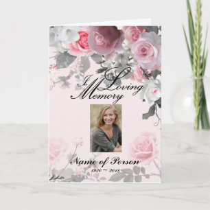 Baby Pink Roses Funeral Program Programme
