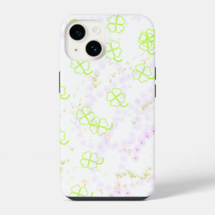 Baby Pink Sakura & Clover Botanical iPhone 14 Toug Case