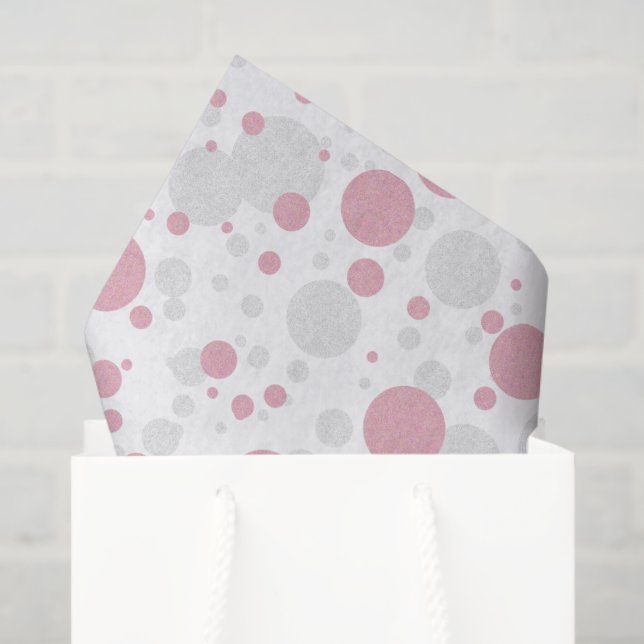 BABY Pink & Silver Polka Dot Party Shower Tissue Paper (Gift Bag)