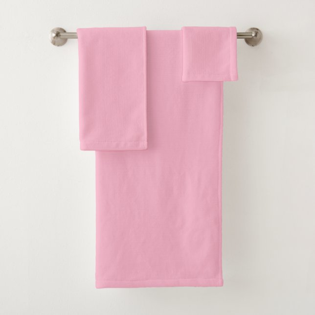 Baby pink solid colour bath towel set (Insitu)