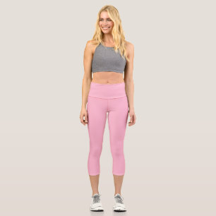 Baby pink solid colour capri leggings