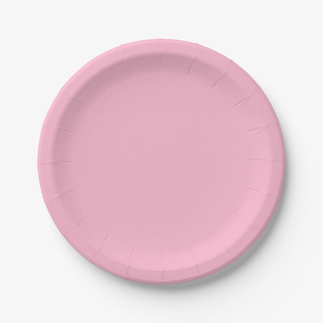 Baby pink solid colour paper plate (Front)