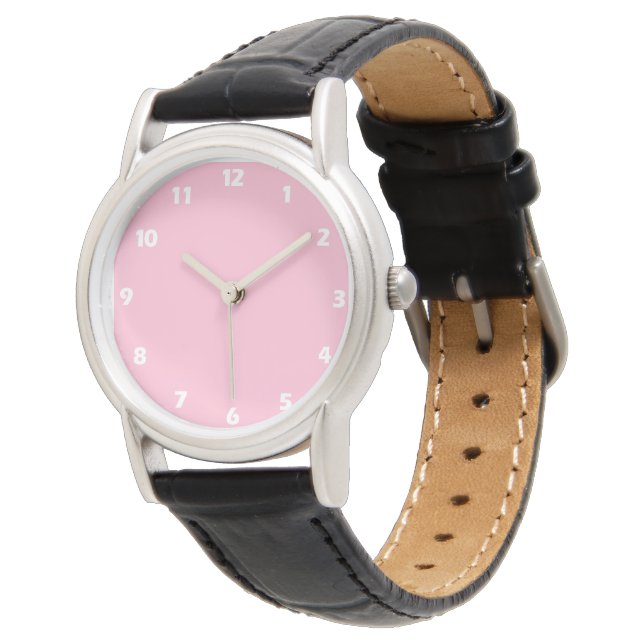 Baby pink solid colour watch (Angled)
