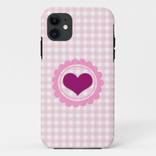Baby Pink Squared heart design iPhone 11 Case
