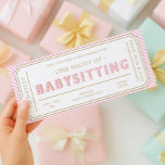Baby Pink Stripe Babysitting Gift Voucher Card<br><div class="desc">This babysitting gift voucher design features a classic stripe design. The "babysitting" heading is an image that cannot be edited. All of the other text is fully editable. For more advanced customisation of this design,  simply select the "Customise It" button above.</div>