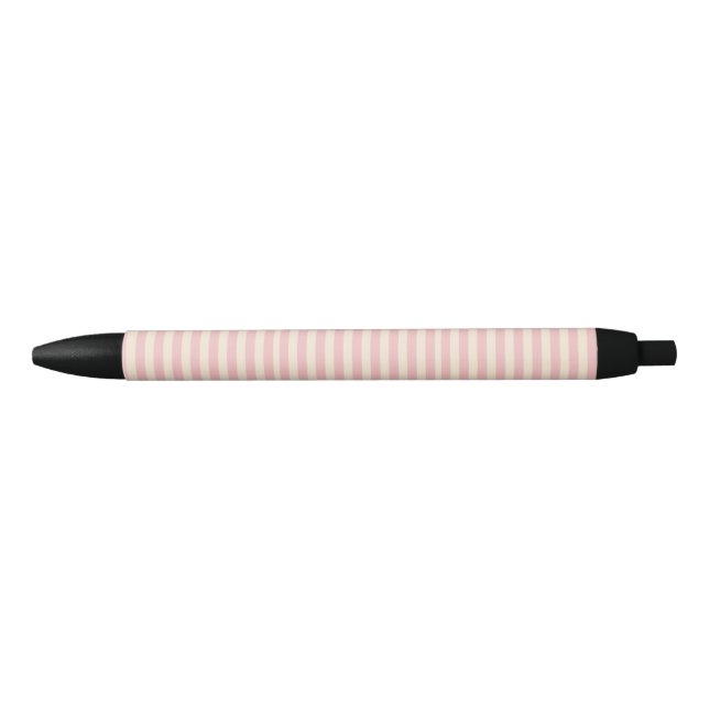 Baby Pink Stripes Black Ink Pen (Front)