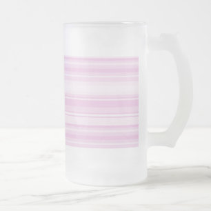 Baby pink stripes frosted glass beer mug