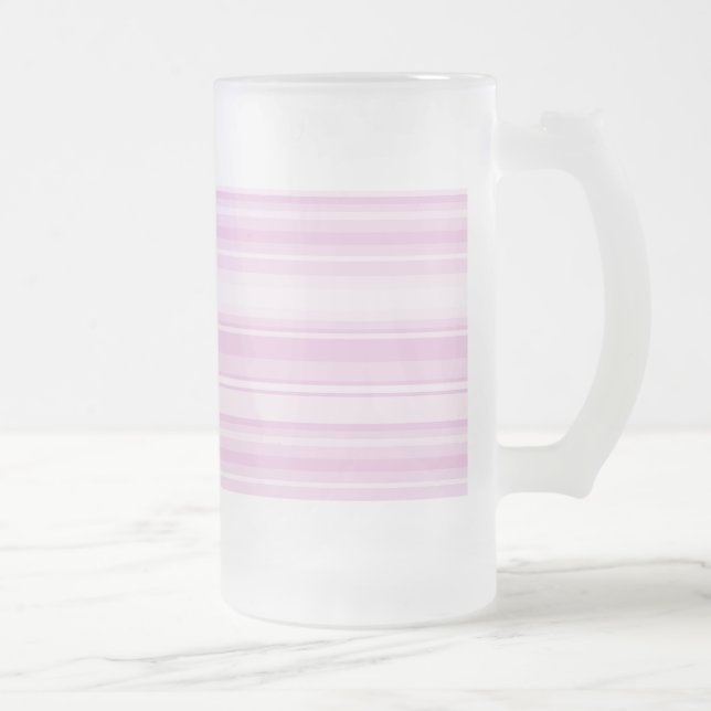 Baby pink stripes frosted glass beer mug (Right)