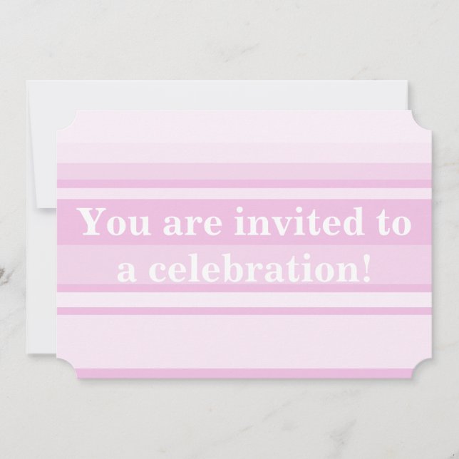 Baby pink stripes invitation (Front)
