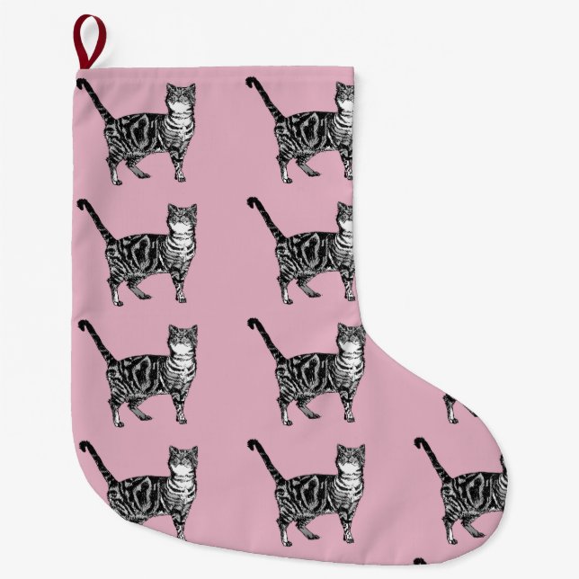 Baby Pink Tabby Cat Cats Christmas Stocking (Front)