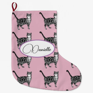 Baby Pink Tabby Cat Cats Christmas Stocking