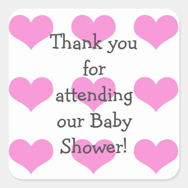 Baby Pink Thank You for Baby Girl Shower Stickers (Front)