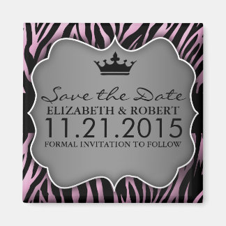 Baby Pink Untamed Zebra Print Save the Date Magnet