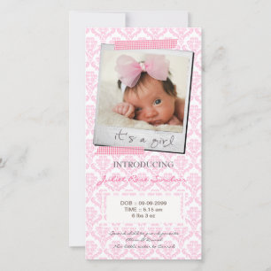 Baby Pink Washi Tape Birth Announcement