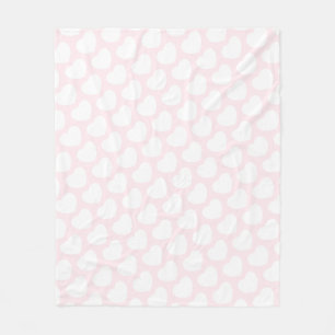 Baby Pink White Heart Valentine Fleece Blanket