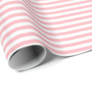 Baby Pink White Stripe Wrapping Paper
