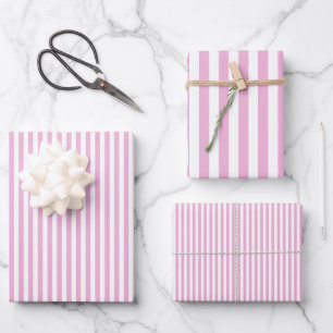 Baby Pink & White Stripes Wrapping Paper Sheet
