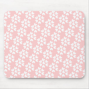 Baby Pink White Sweet Hearts Pattern Mouse Mat