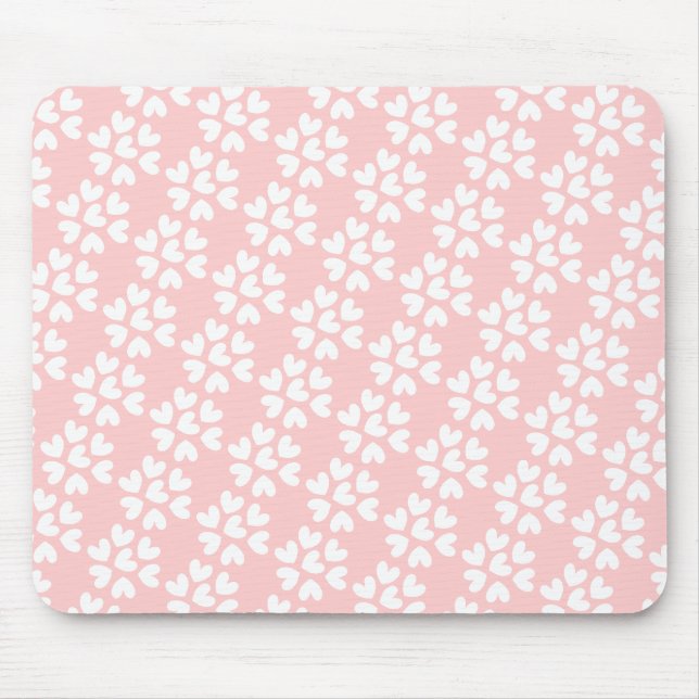 Baby Pink White Sweet Hearts Pattern Mouse Mat (Front)