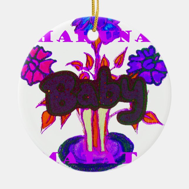 Baby plant Hakuna Matata gifts.png Ceramic Tree Decoration (Front)