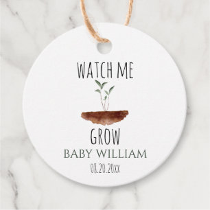 Baby Plant Watch Me Grow Watercolor Favour Tags