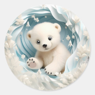 Baby Polar Bear Christmas Classic Round Sticker