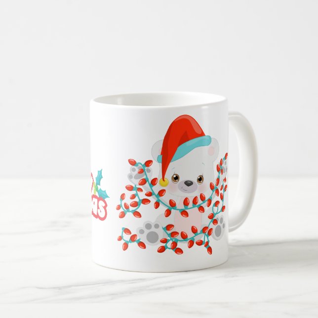 Baby Polar Bear Christmas Coffee Mug (Front Right)