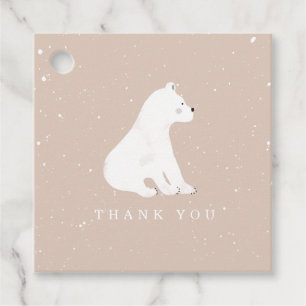 Baby Polar Bear Cub Winter Pink Baby Shower Favour Tags
