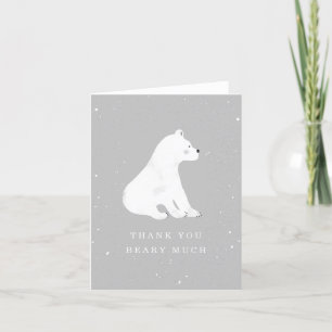 Baby Polar Bear Gray Winter Baby Shower Thank You Card