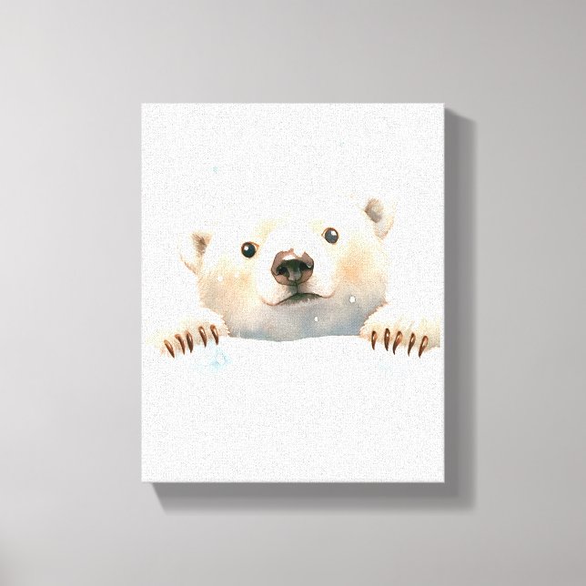 Baby Polar Bear In the Snow Nursery art canvas (Front)