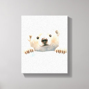Baby Polar Bear In the Snow Nursery art canvas Print