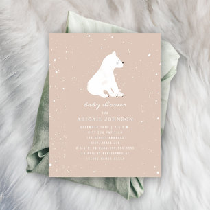 Baby Polar Bear Pink Baby Shower Invitation