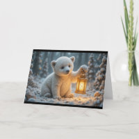 Baby Polar Bear with Lantern Magical Winter