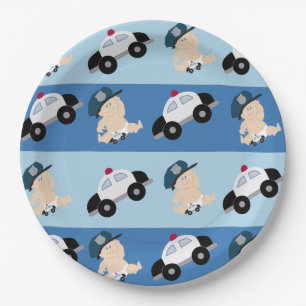 Baby Police Officer Cop Car Custom Paper Plate