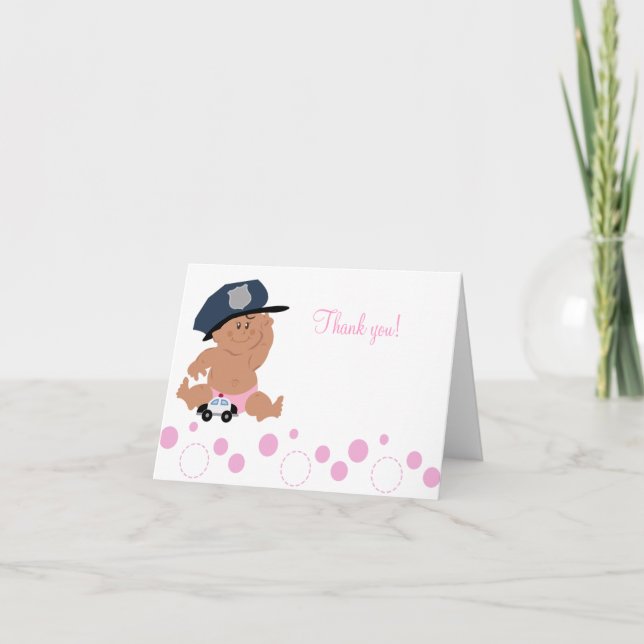 Baby Police Officer Cop Folded Thank you notes (Front)