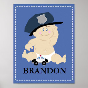 Baby POLICE OFFICER Nursery Room Art Print Gift