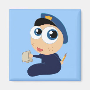 Baby Policeman Cartoon Magnet
