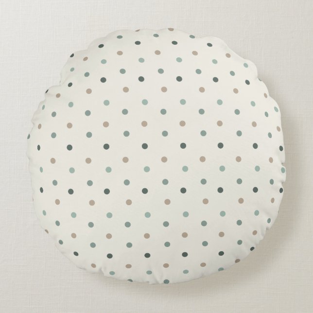 Baby polka dot pattern in blue tones round cushion (Front)