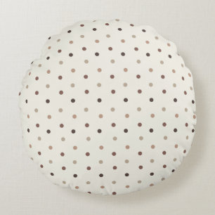 Baby polka dot pattern in brown tones round cushion