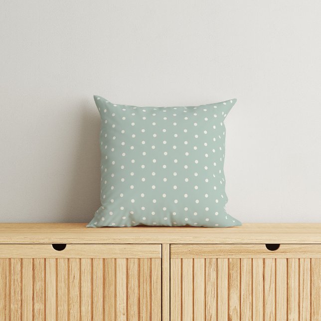 Baby polka dot pattern on green blue background cushion (Creator Uploaded)