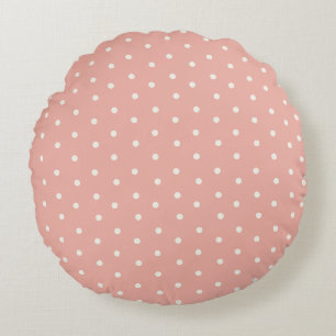 Baby polka dot pattern on pink background round cushion
