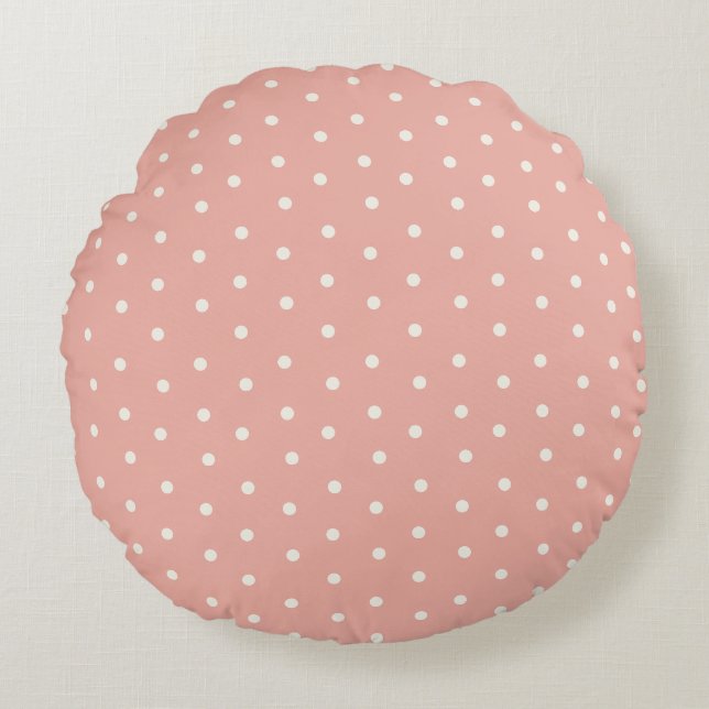 Baby polka dot pattern on pink background round cushion (Front)