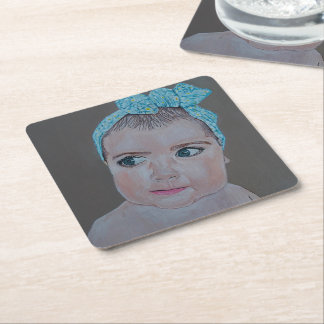 Baby Portrait Painting by Alfred Fox Square Paper Coaster