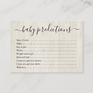 Baby Prediction Card Baby Shower - Rustic Wood