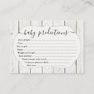 Baby Prediction Card for Baby Shower - Rustic Wood