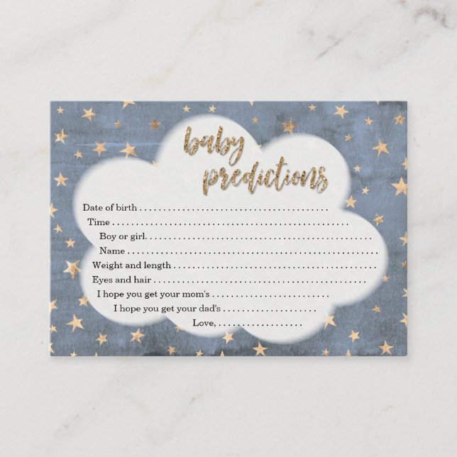 Baby Prediction Card for Boy's Baby Shower (Front)