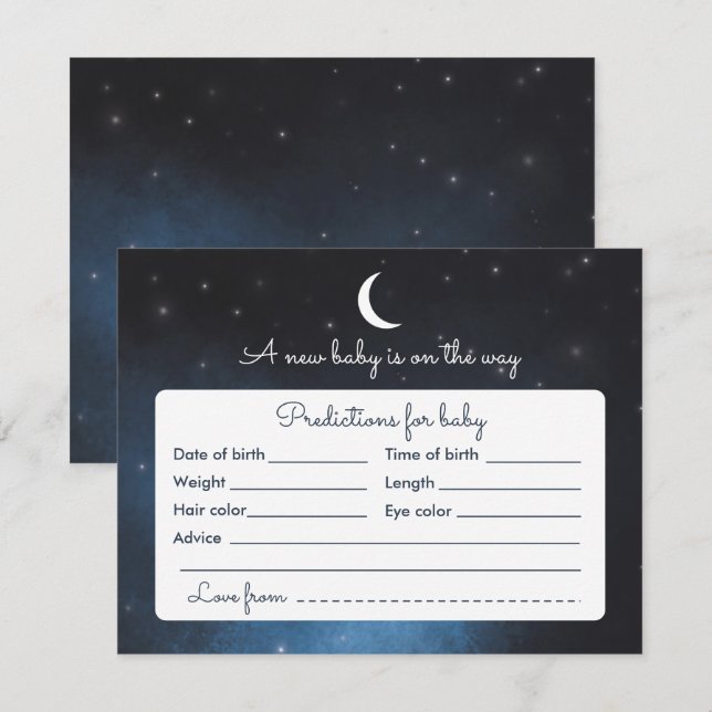 Baby Prediction Starry Night Baby Shower Game Card (Front/Back)